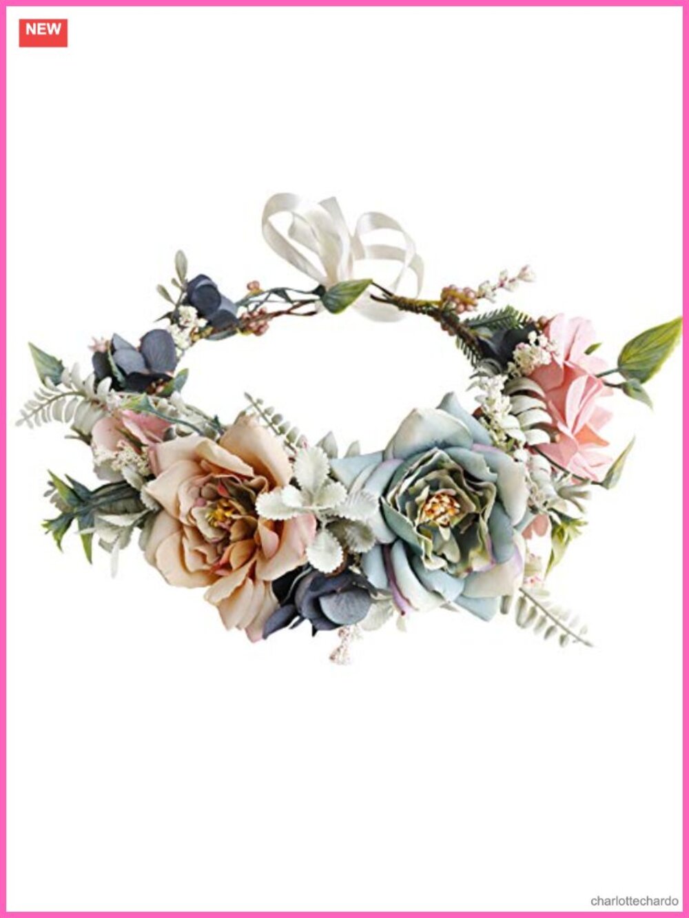 Handmade Flower Crown Headband – Women's Floral Hair Wreath Headpiece